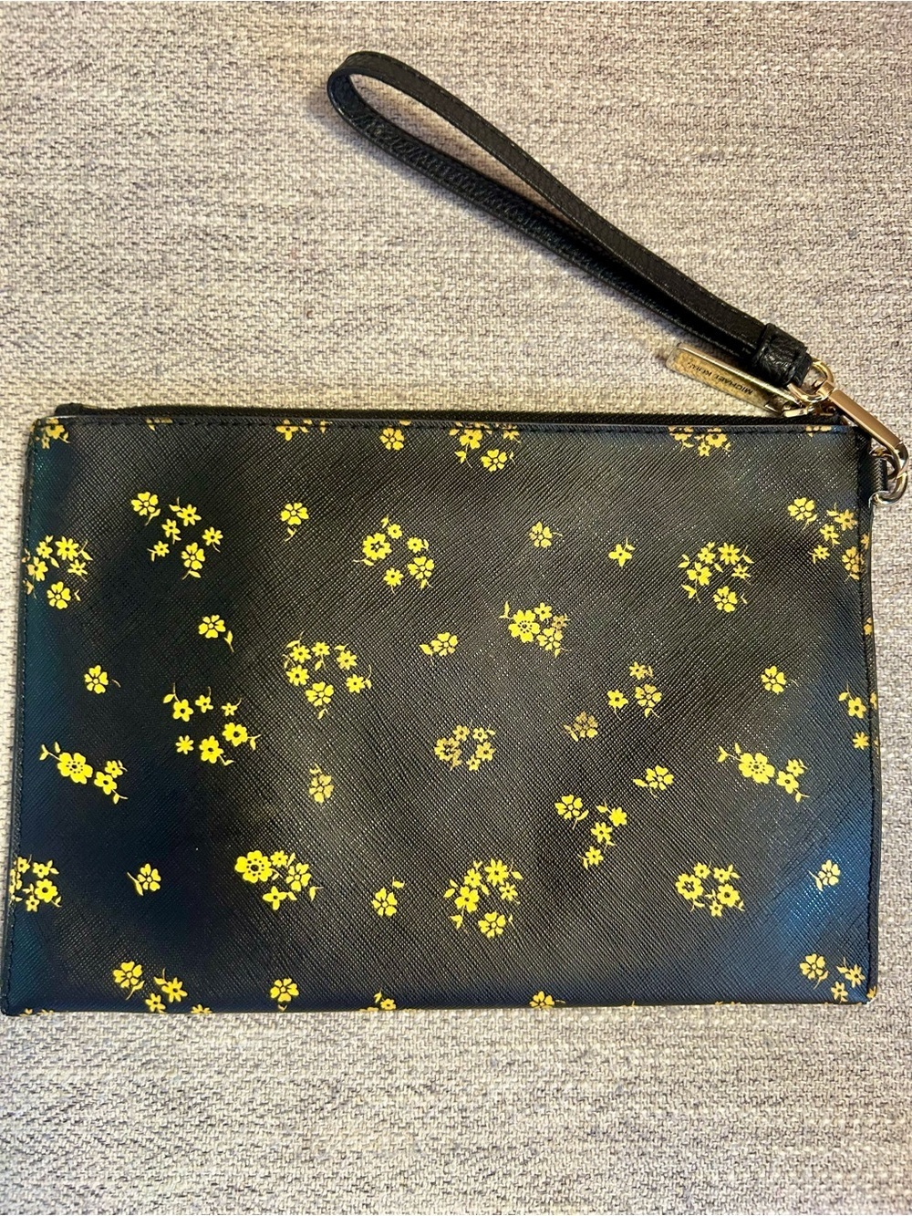 Michael Kors Jet Set Travel Black Wristlet Pouch with Yellow Floral Accents - Picture 6 of 11